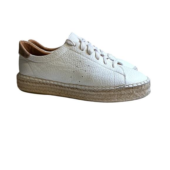 Dalson Espadrilles White Leather Lace Up Jute Platform Sneakers Sz 6/EU37 - Picture 8 of 12